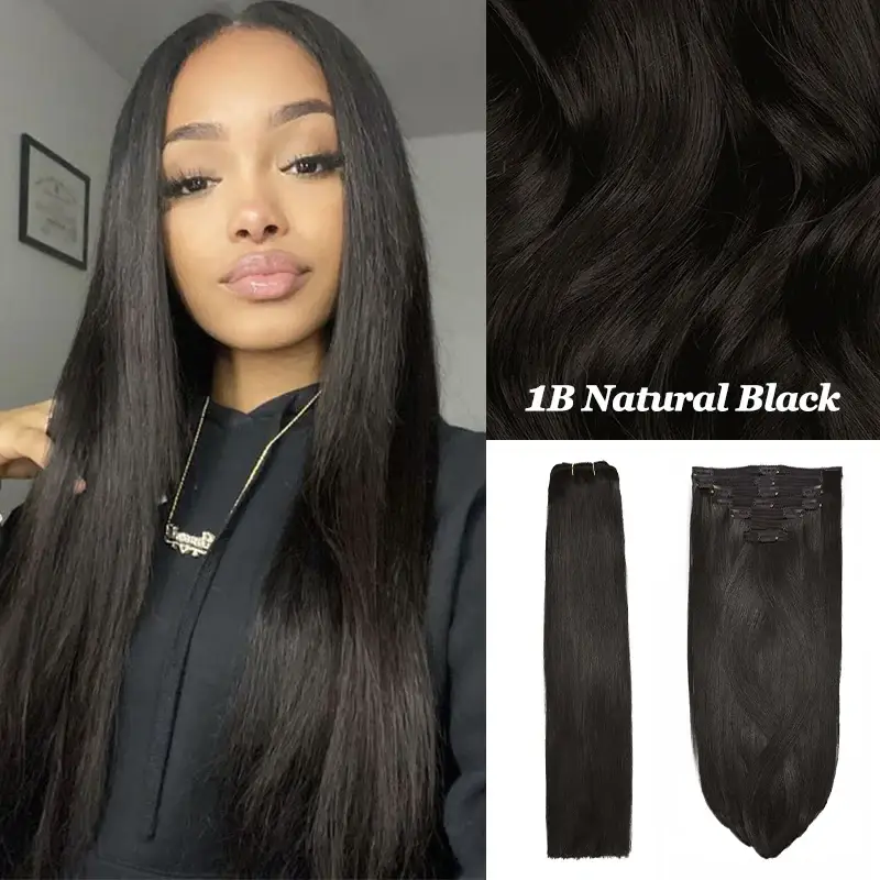 15A Double Drawn Clip In Hair Extensions Human Hair Clip Ins 120g 8pcs With 18 Clips