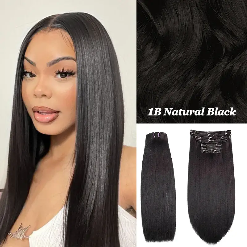 Classic Weft, Double Drawn Hair 8pcs with 18 clips per set